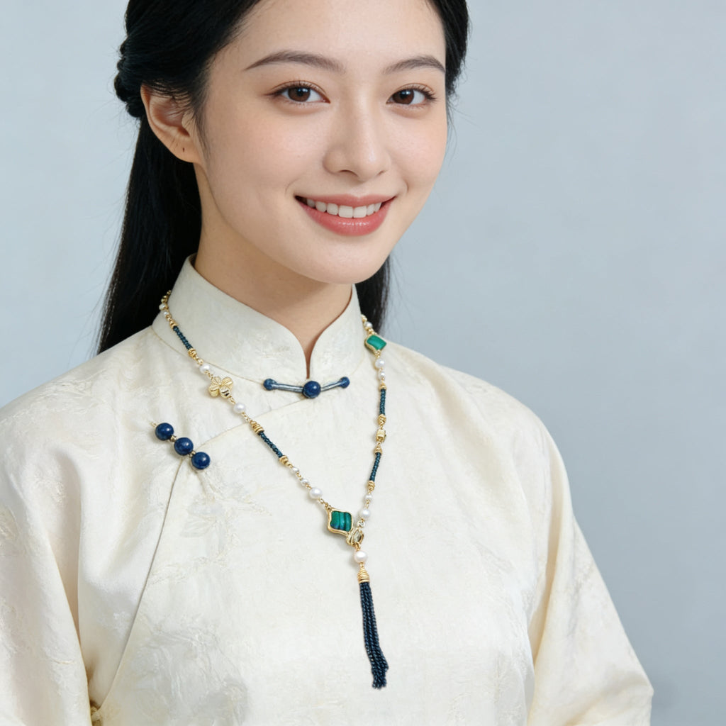 Verdant Stream Pearl Necklace - NaNaMaLa Boutique