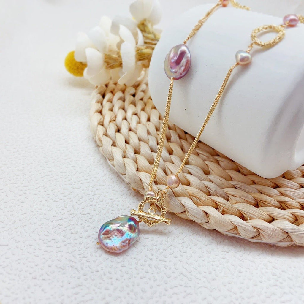 Versatile T - Bar Clasp Baroque Pearl Necklace - NaNaMaLa Boutique