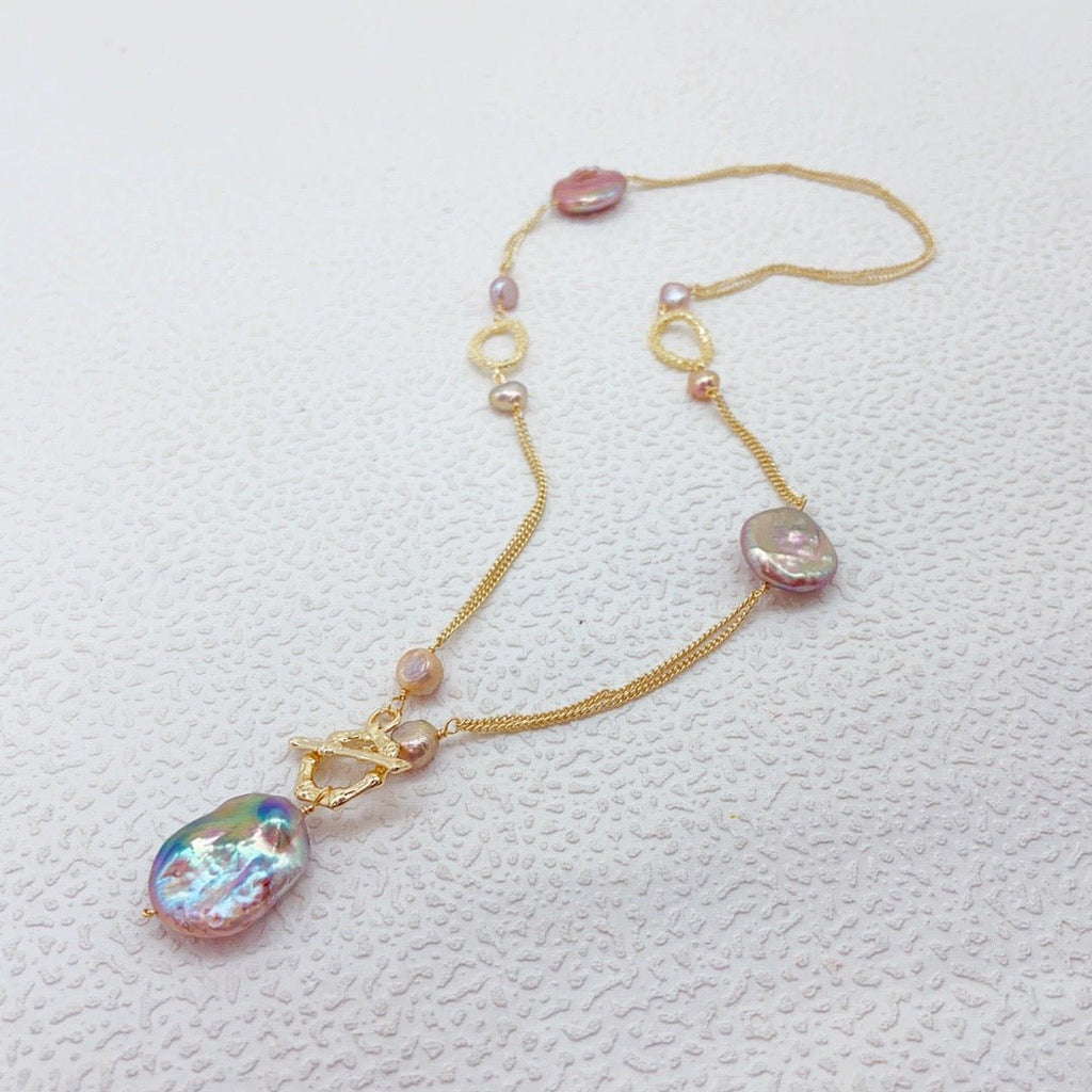 Versatile T - Bar Clasp Baroque Pearl Necklace - NaNaMaLa Boutique