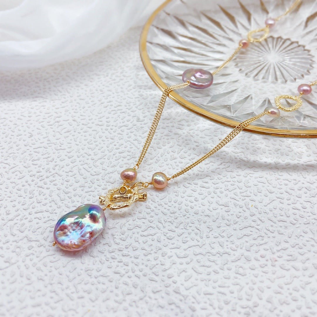 Versatile T - Bar Clasp Baroque Pearl Necklace - NaNaMaLa Boutique