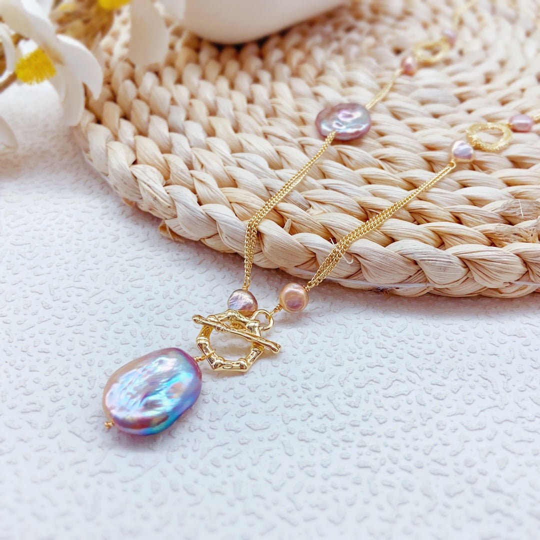 Versatile T - Bar Clasp Baroque Pearl Necklace - NaNaMaLa Boutique