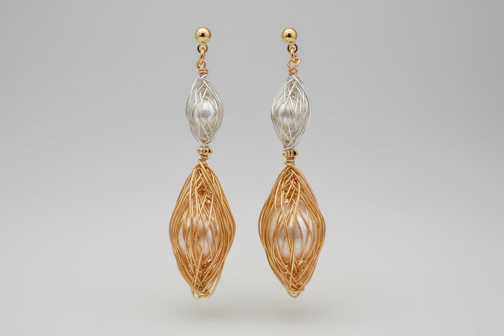 Woven Time Pearl Stud Earrings - NaNaMaLa Boutique
