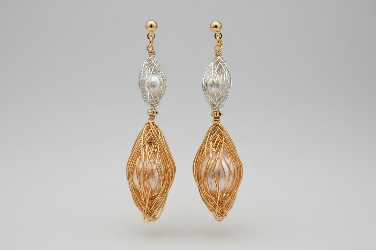 Woven Time Pearl Stud Earrings - NaNaMaLa Boutique