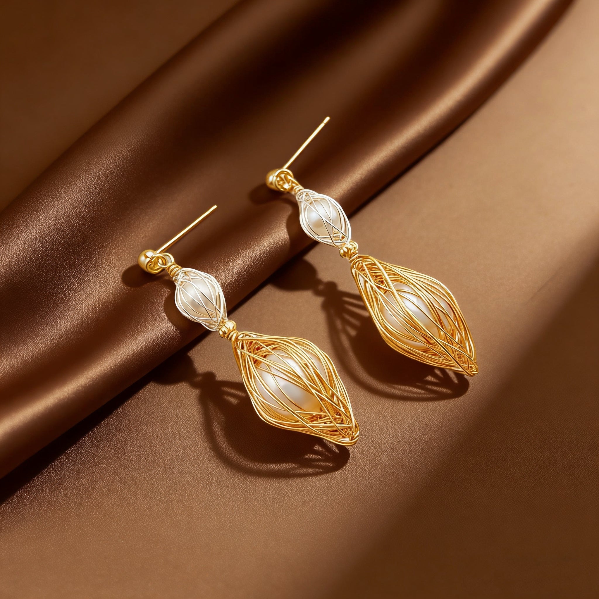 Woven Time Pearl Stud Earrings - NaNaMaLa Boutique